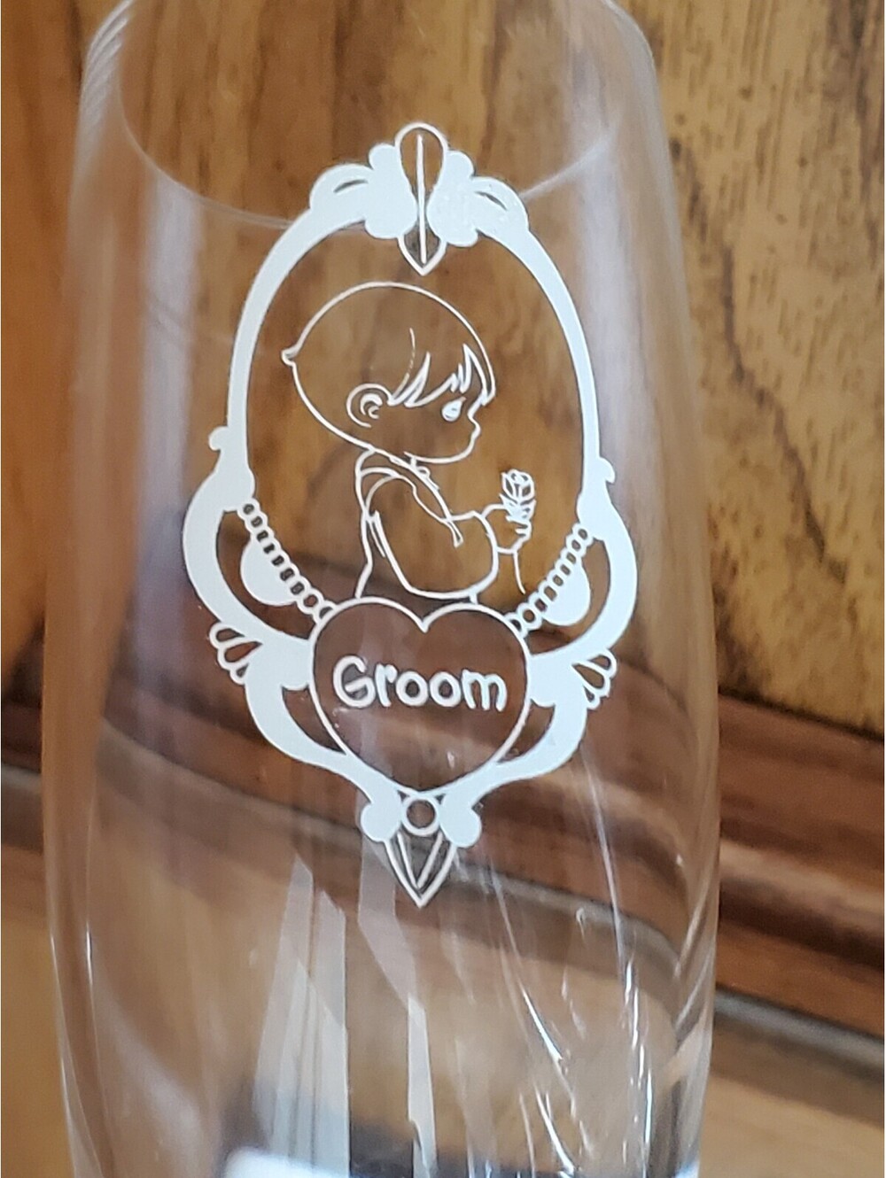 Vintage 1995 Precious Moments Bride Groom Wedding Champagne Flutes Enesco Pair - Picture 2 of 10